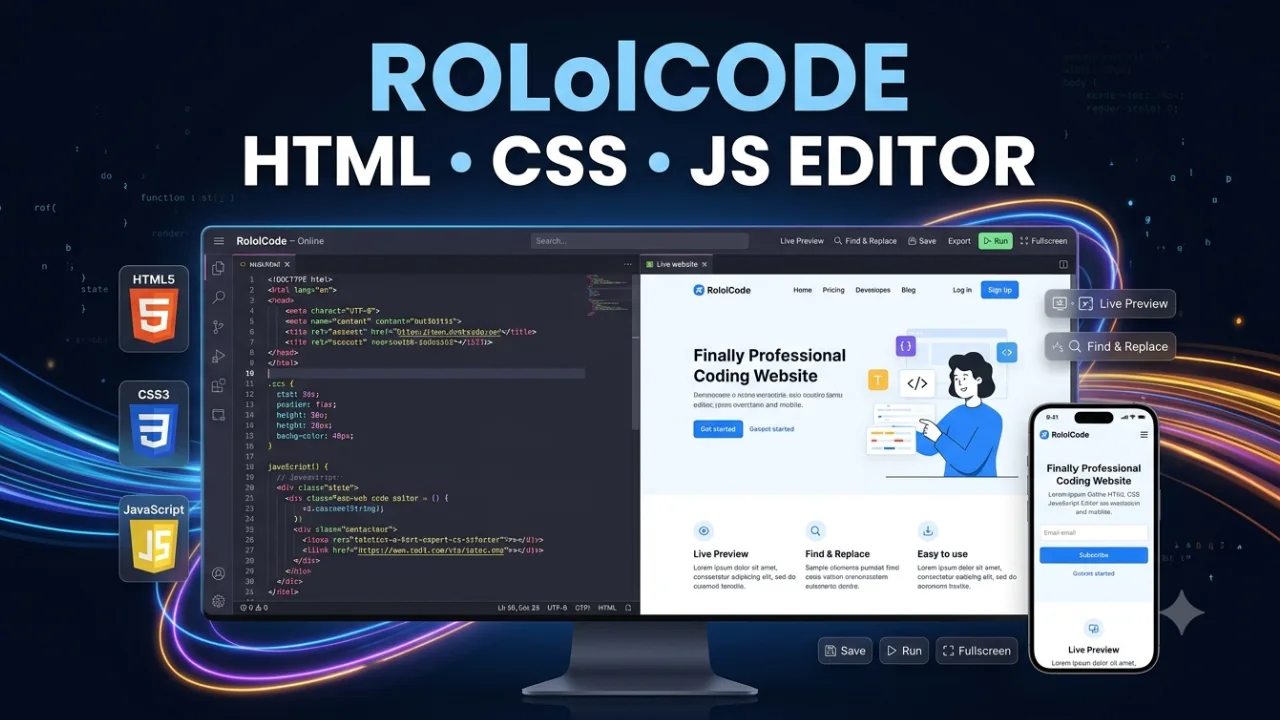 Free Online Tools | Fast, Secure & No Signup 3 RoLol Code Editor